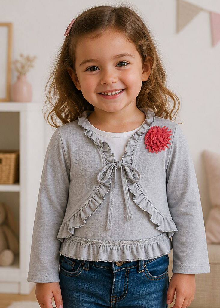 Cardigans gris coeur frisottis