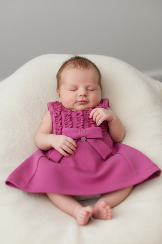 Robe magenta bébé- Grande Boucle et Volants