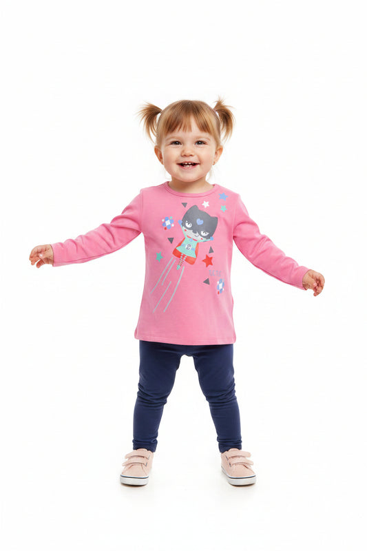 Chandail rose doux à motif chat