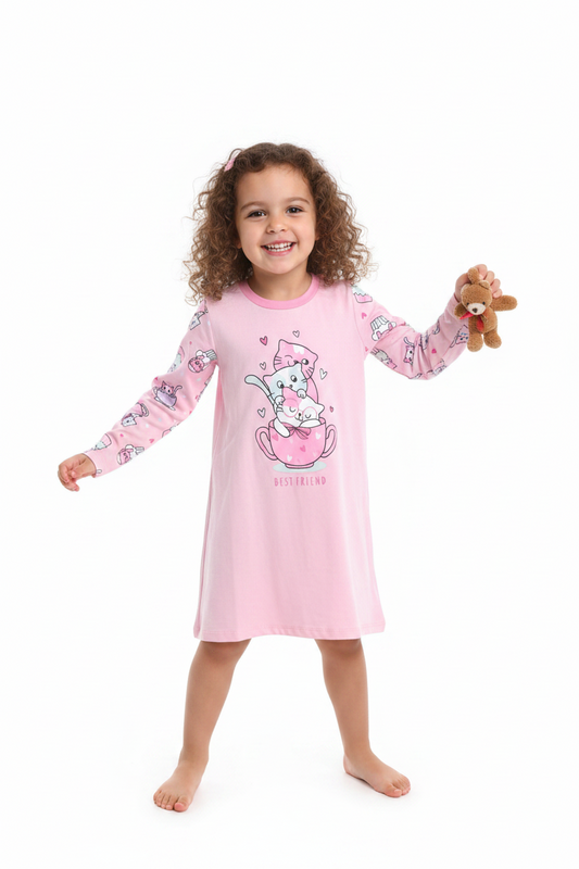 Pyjama Nuisette Rose - Chatons "Best Friends"