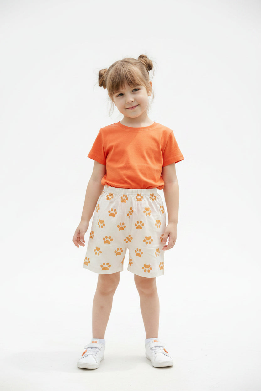 Short blanc à empreintes