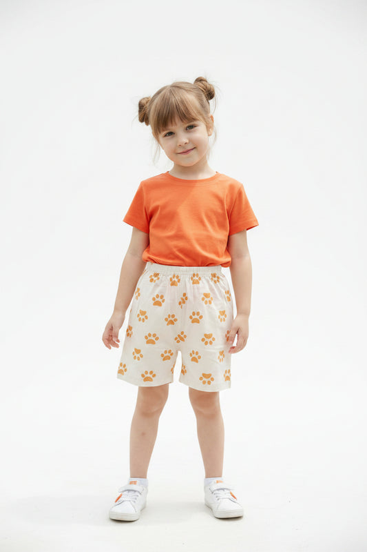 Short blanc à empreintes