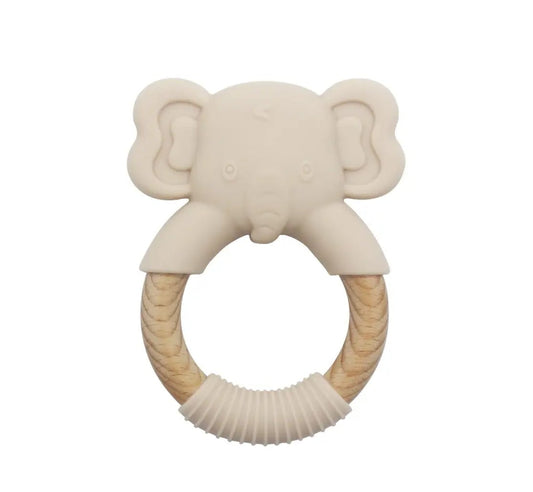 Anneau de dentition Silicone et Bambou - Éléphant  Beige