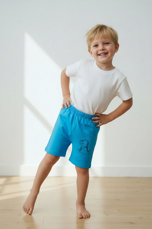 Short Bleu Dinosaure