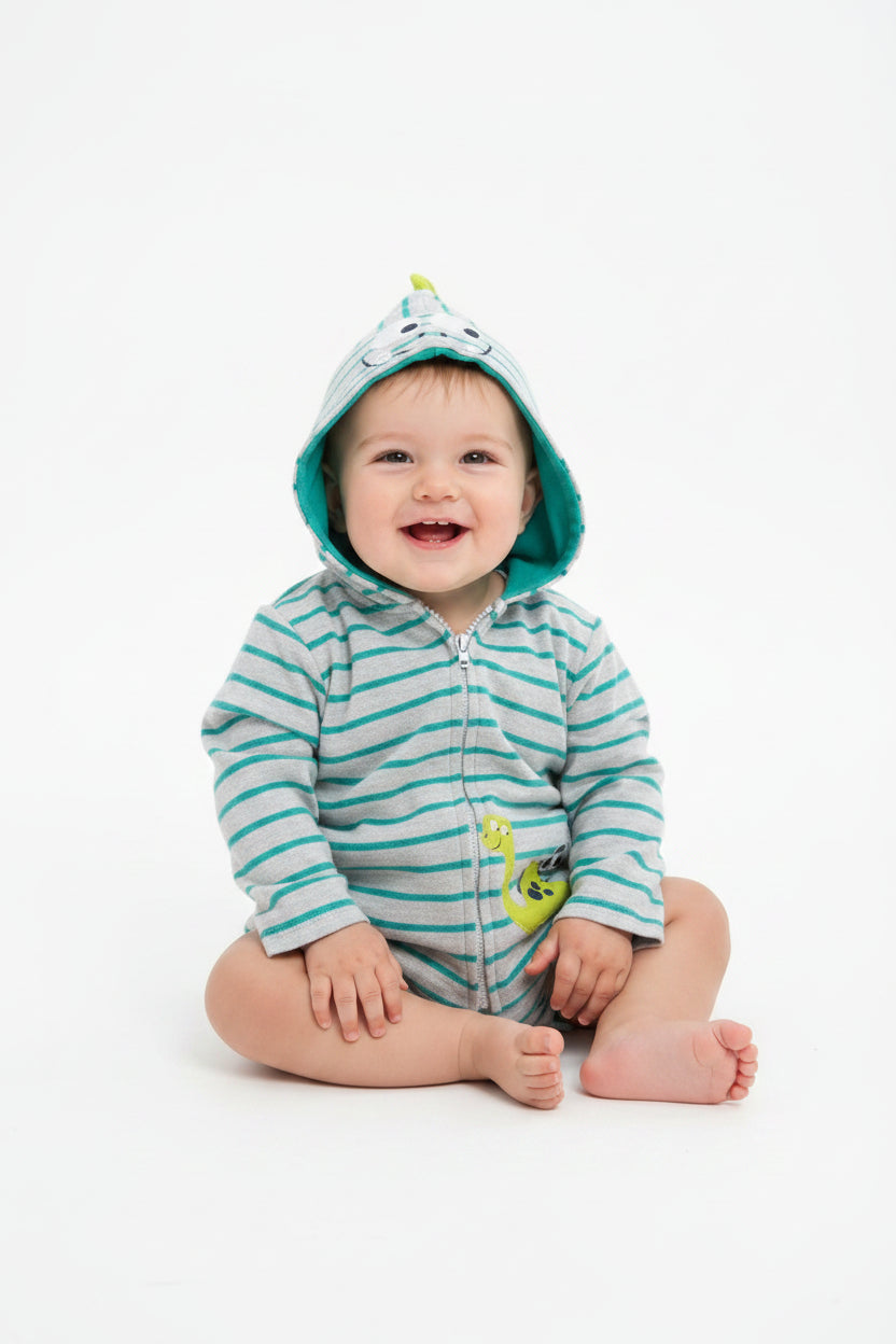 Veste Dino 3D, visage au capuchon