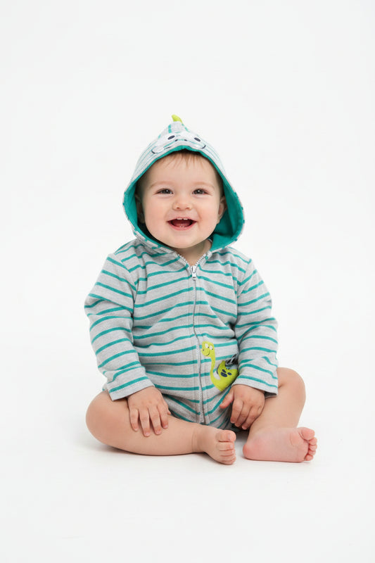 Veste Dino 3D, visage au capuchon