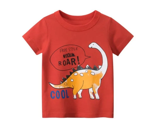 Chandail Garcon - Modèle Dinosaure Cool Rouge