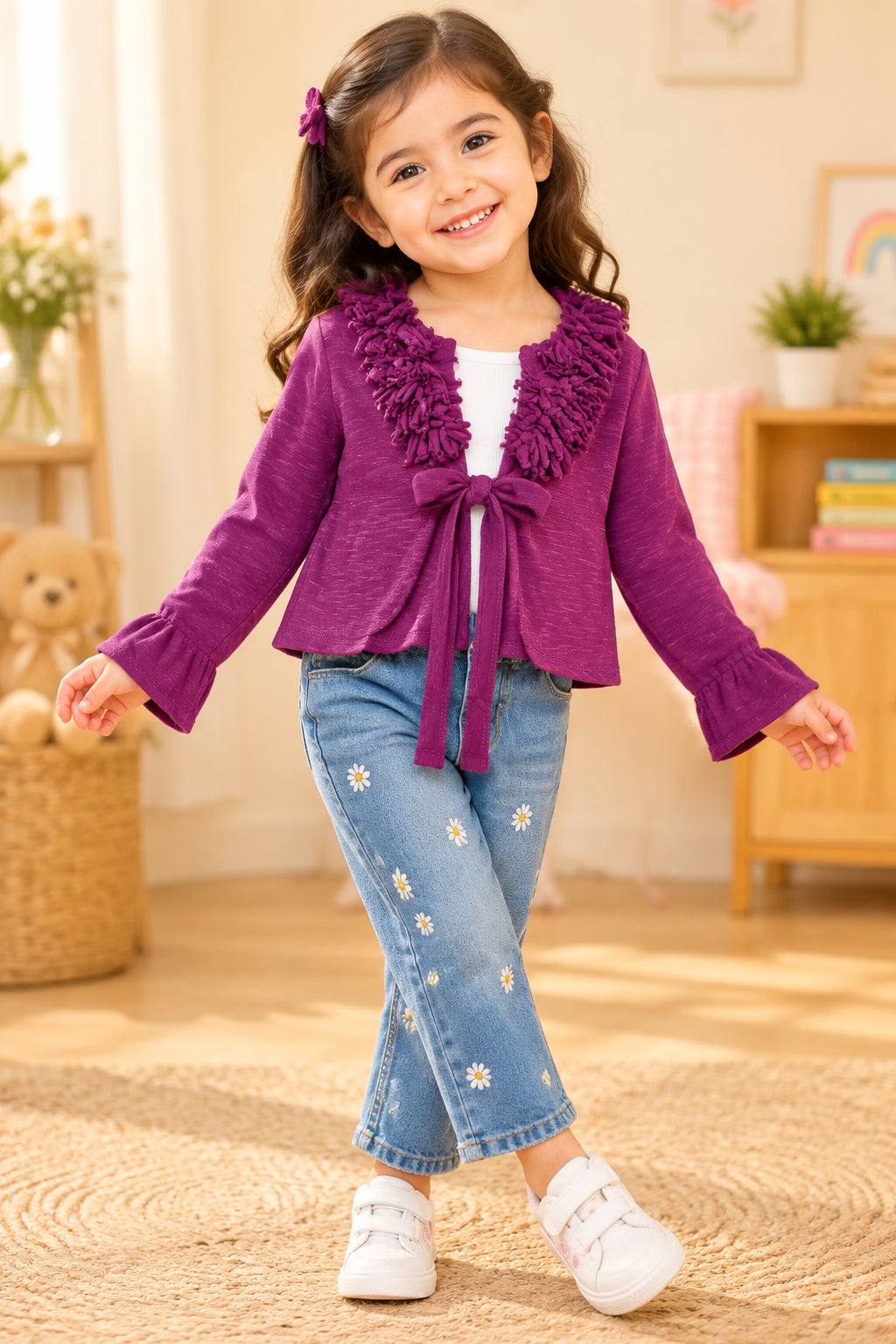 Cardigan Violet col frisottis