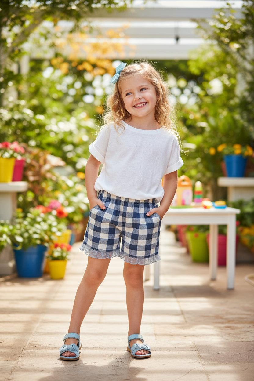 Short vichy bleu & blanc