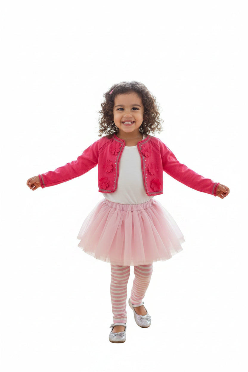 Cardigan Fleurs 3D- Rose