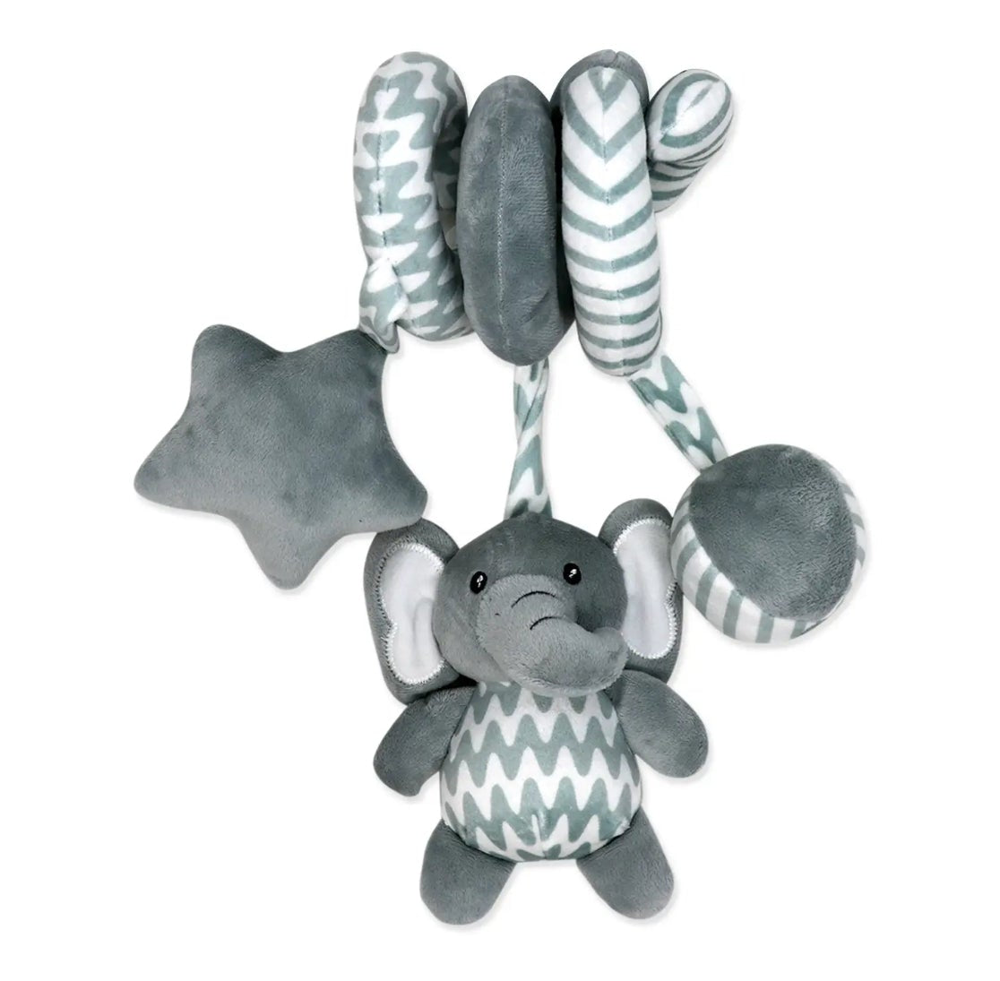 Jouet spirale bébé – Éléphant gris & étoiles