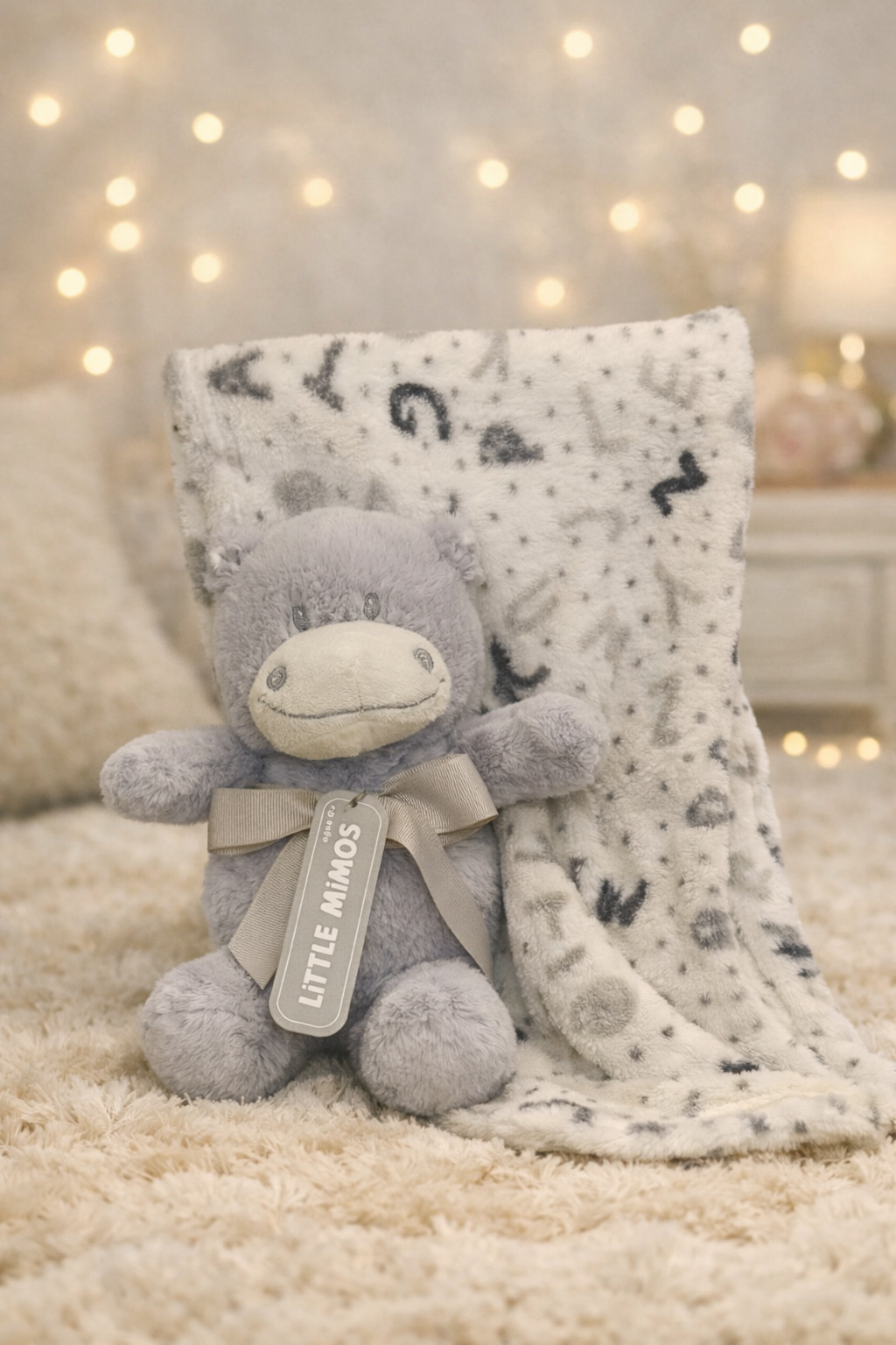 Couverture pour Bébé Little Mimos avec Peluche -Modèle Hippopotames