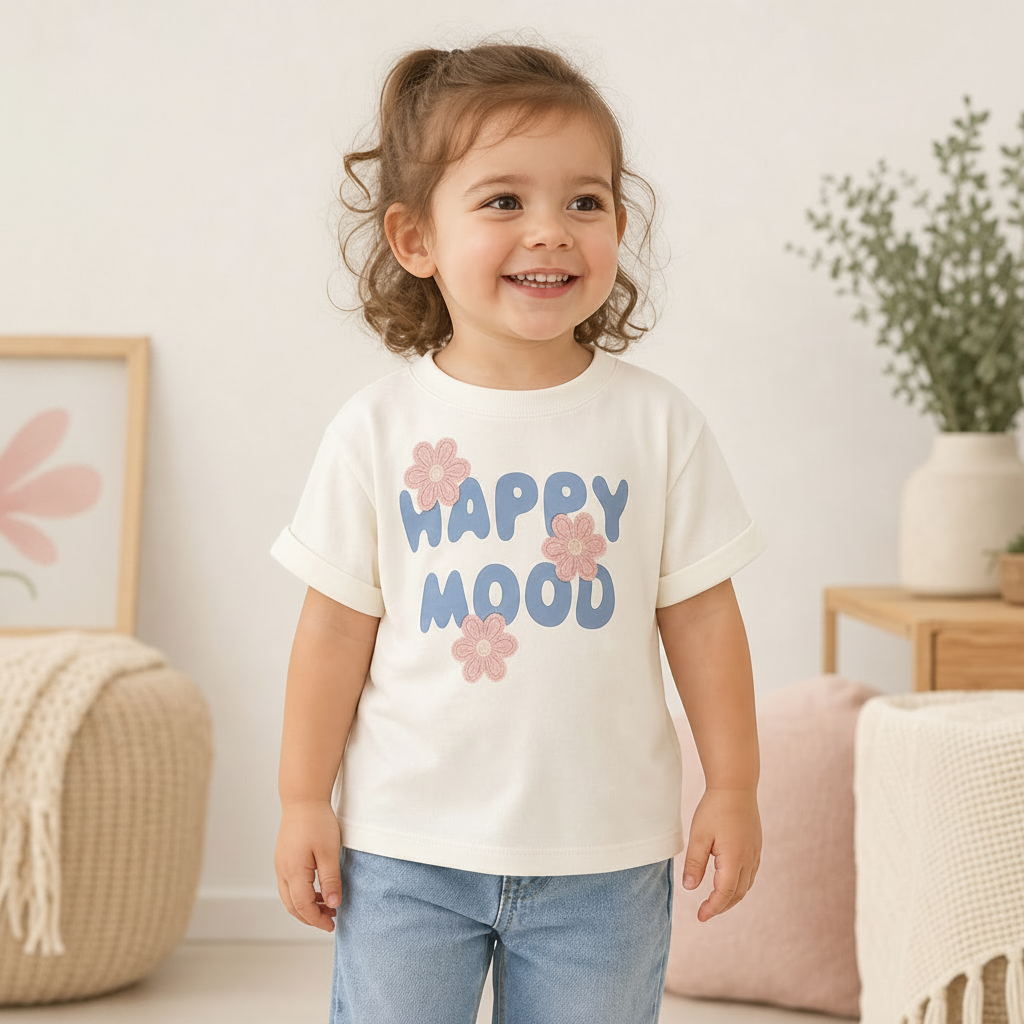 T-shirt Happy Mood Fleurs 3D - Dirkje