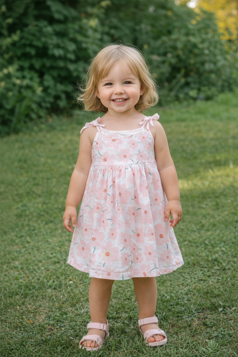 Robe Rose avec Fleurs Rose