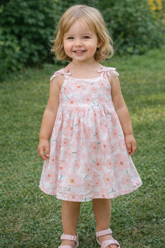 Robe Rose avec Fleurs Rose