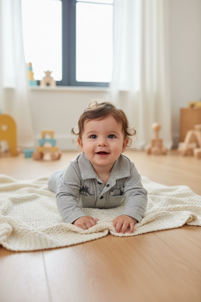 Polo Gris motif petit Dino et poche