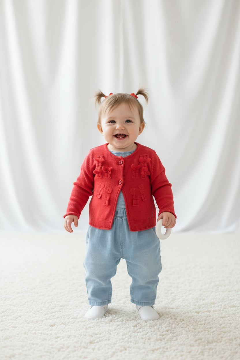 Veste Rouge petites boucles en dentelles