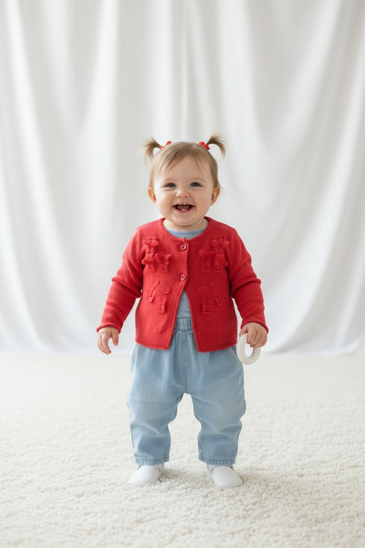 Veste Rouge petites boucles en dentelles