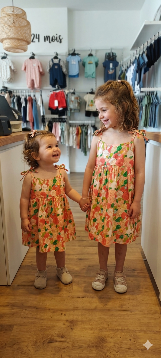 Robe lapin dans les fleurs