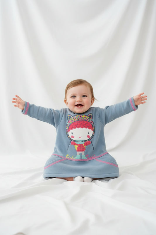 Robe broderie +3D Bleu- En expédition