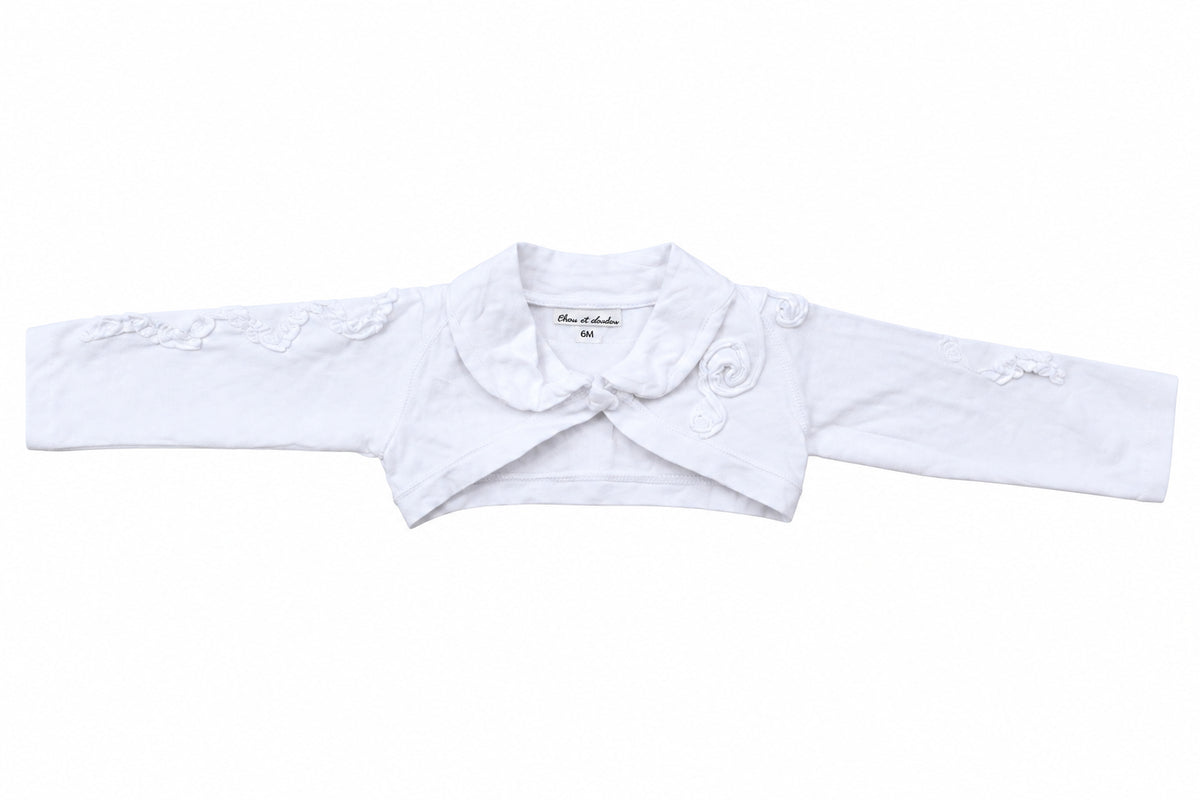 Cardigan blanc avec desing frisotté