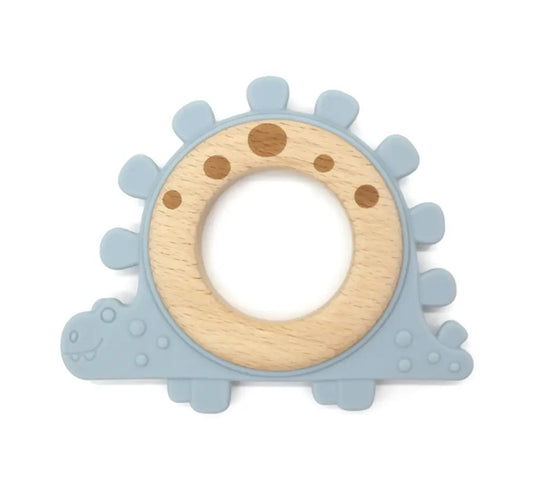 Anneaux de dentition Silicone et Bambou - Dino Chew Buddy- Bleu