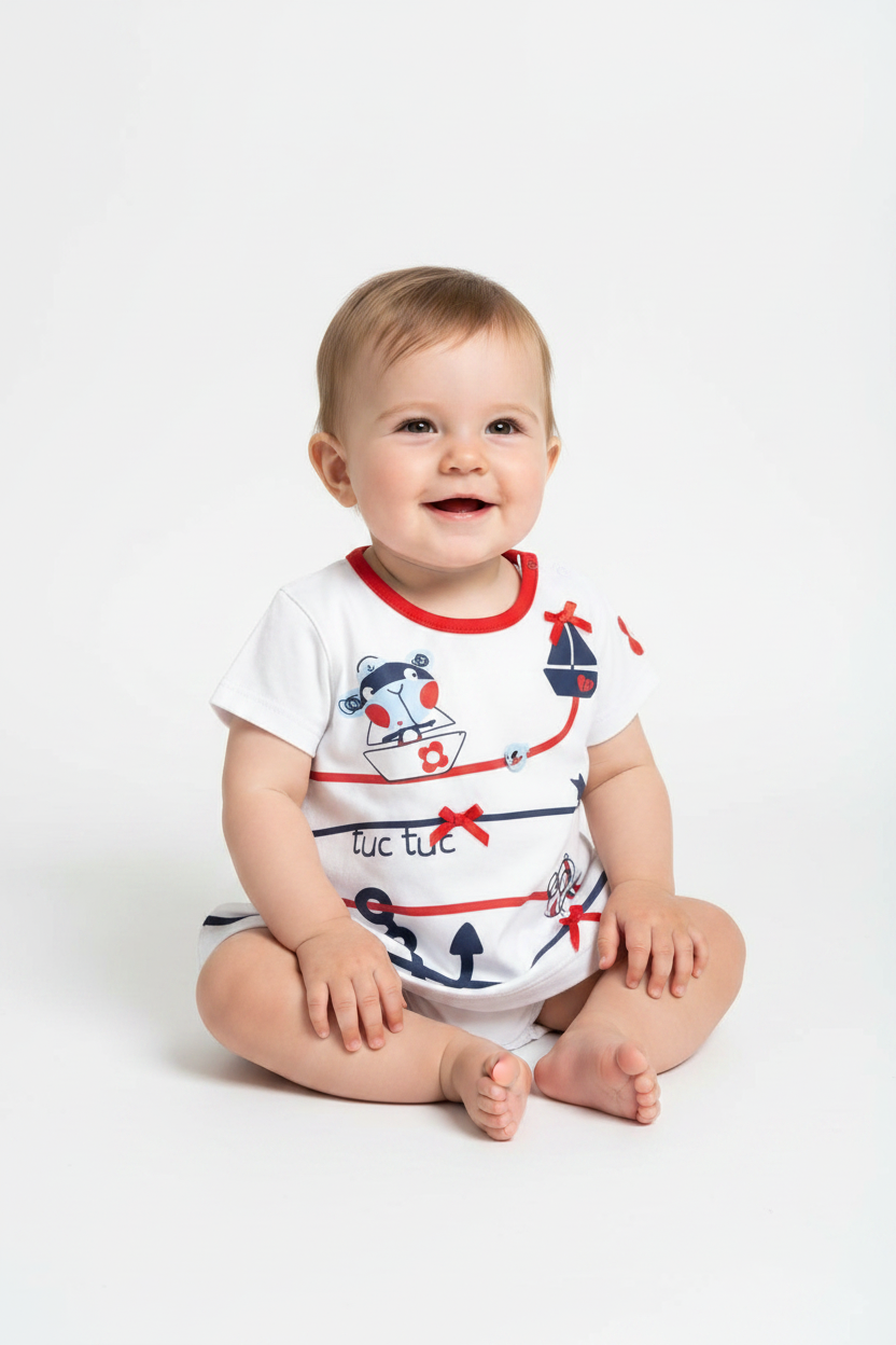 Robe blanche motif marin