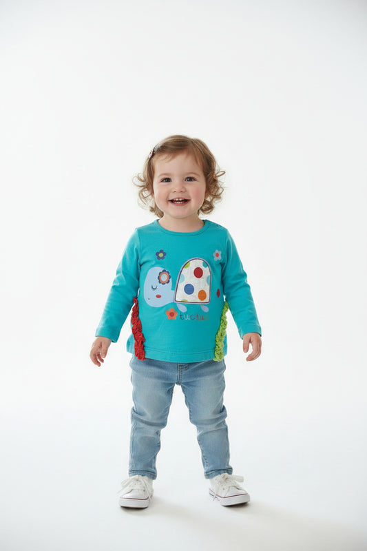 Chandails manche longue Miss Tortue avec volant 3D
