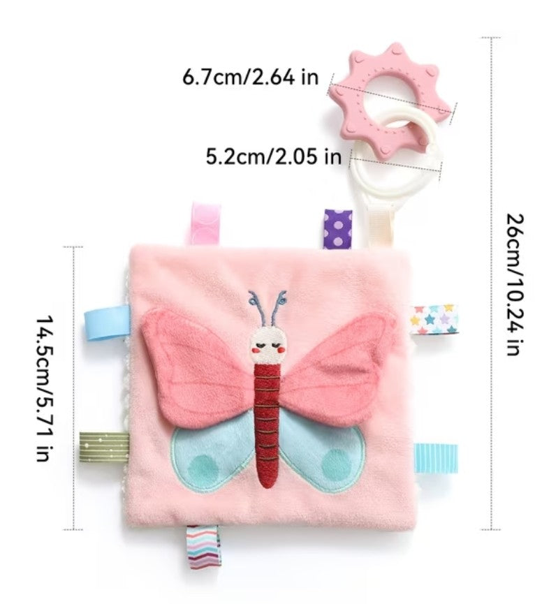 Jouet sensoriel pelucheuse papillion, anneau dentition
