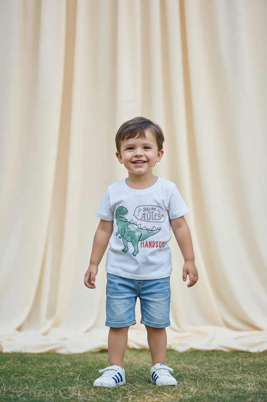 T-shirt Modèle Dinosaure Cool -Blanc