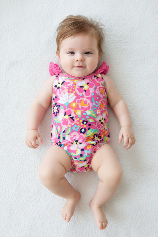 Maillot Rose Fleuris