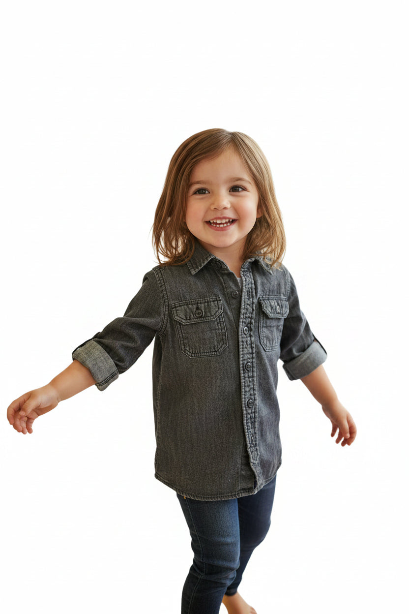 Blouse denim gris anthracite