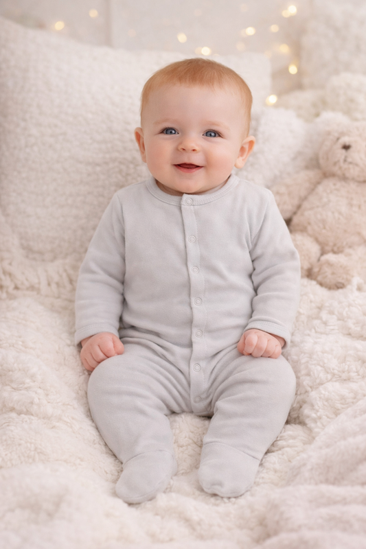 Pyjama / Grenouillère tout Doux -Modèle Gris pâle
