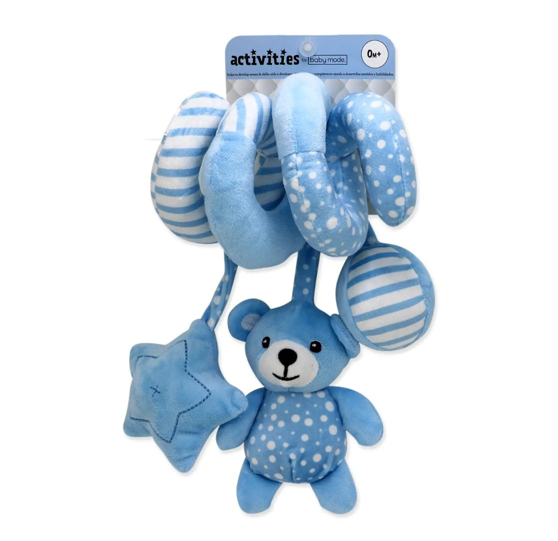 Jouet spirale bébé – Ourson bleu & étoiles