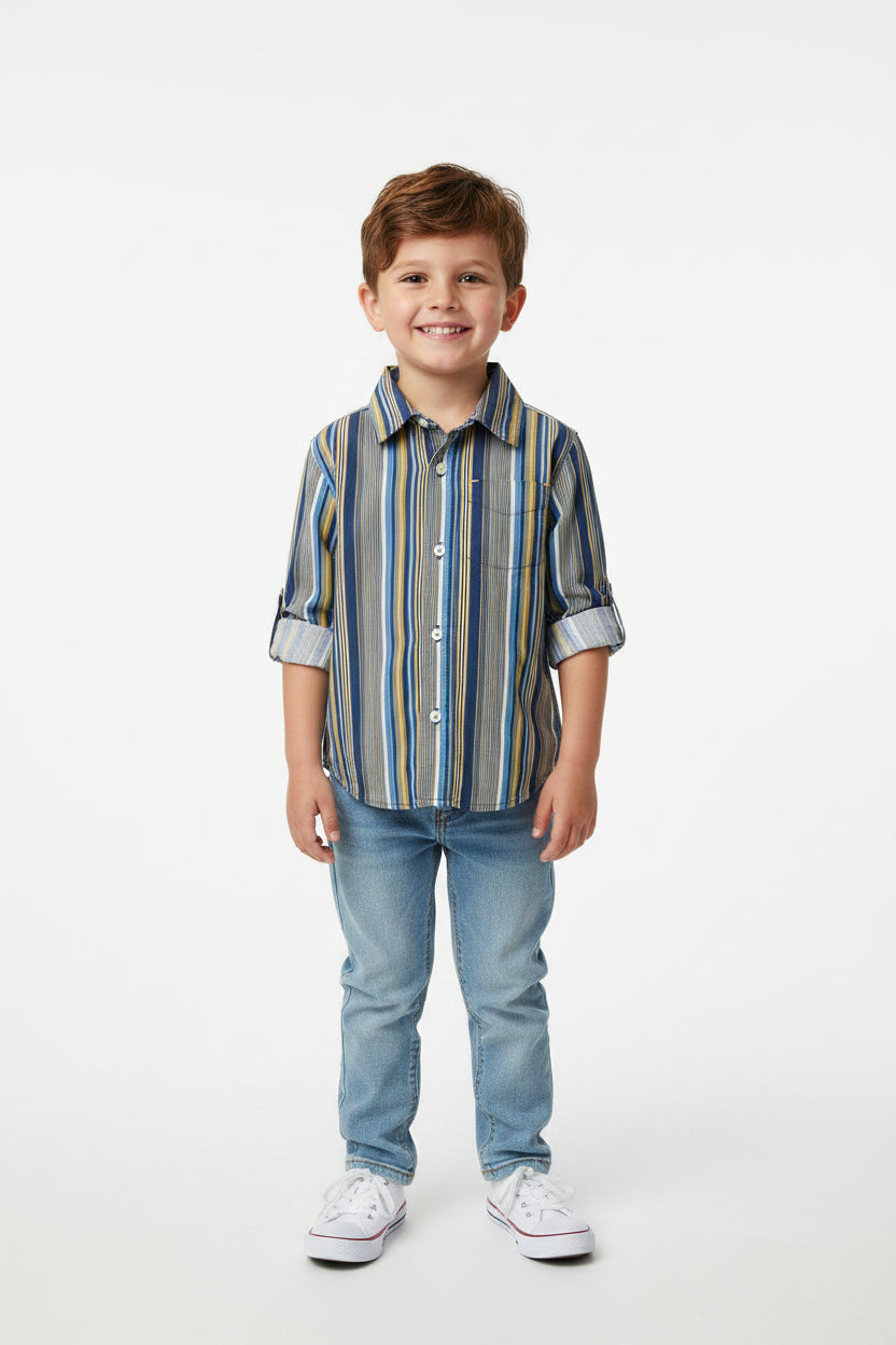 Chemise Rayée Bleu et Jaune