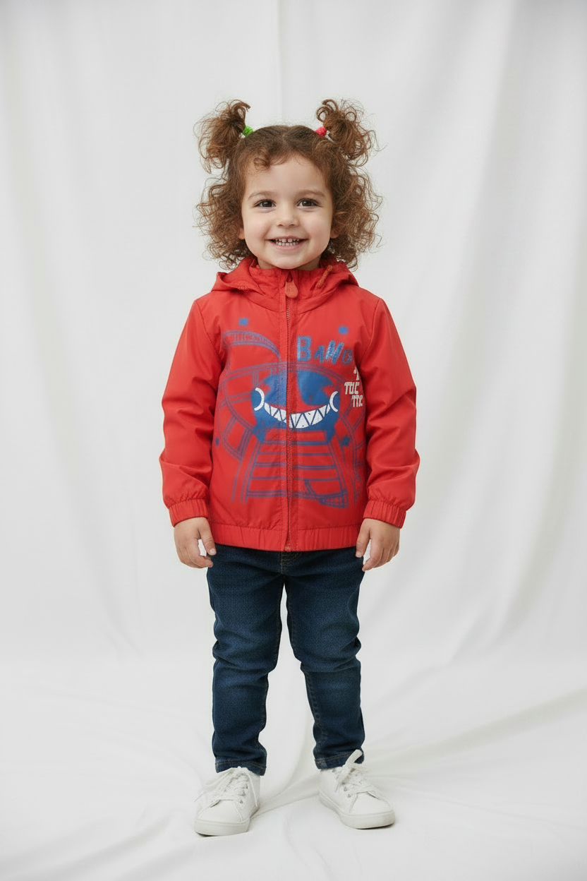 Manteau de pluie rouge- voiture aux manèges