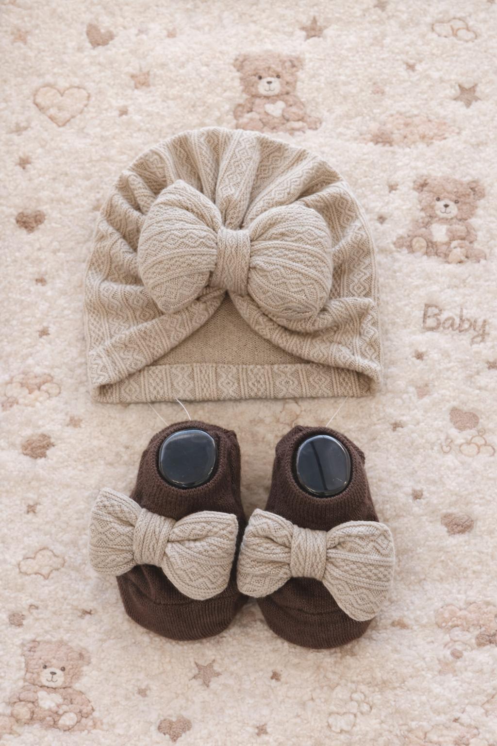 Ensemble Bonnet & Pantoufles Antidérapente a Boucle