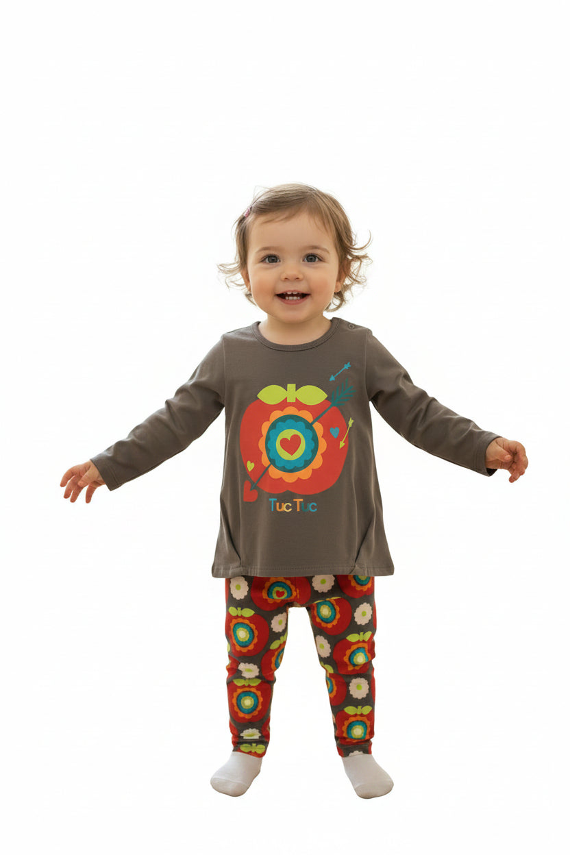 Ensemble Chandail,leggings - Pommes de cœurs