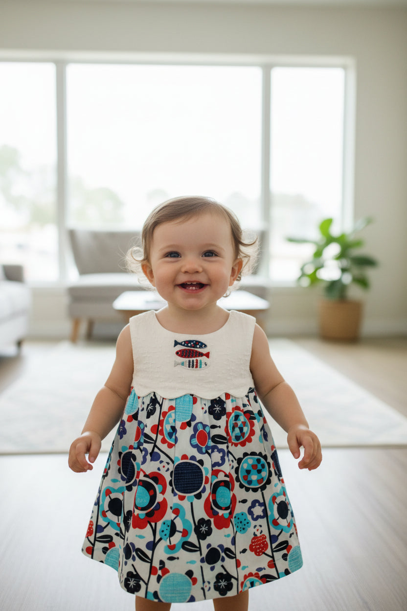Robe Fleurs et poissons de l'océan