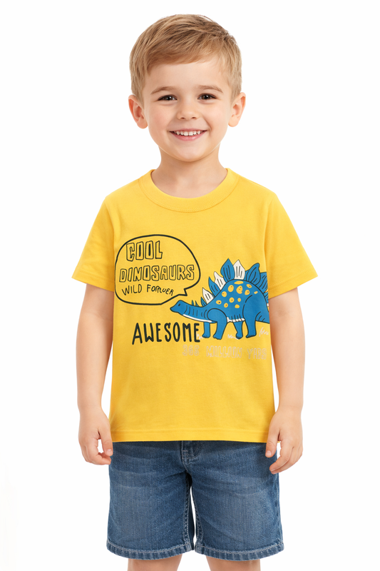 Chandail Garcon - Modèle Cool Dinosaure  Jaune