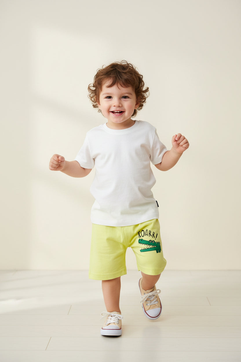 Short jaune imprimé Croco