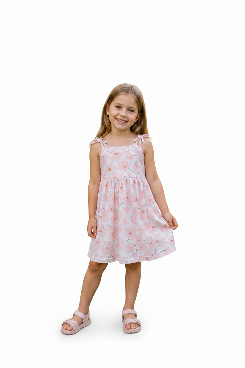 Robe Rose avec Fleurs Rose