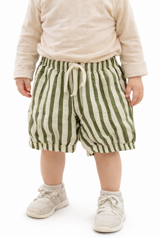 Short Rayé Vert et Blanc