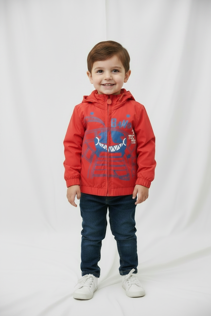 Manteau de pluie rouge- voiture aux manèges