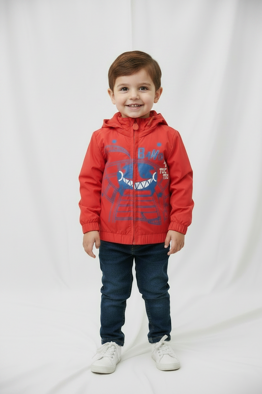 Manteau de pluie rouge- voiture aux manèges