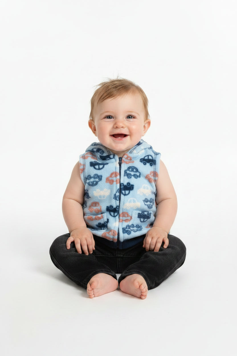 Doudoune à capuchon – motif petites voitures