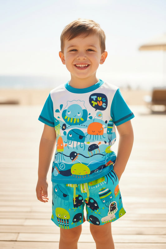 Maillot de bain 2 pièces - famille pieuvres