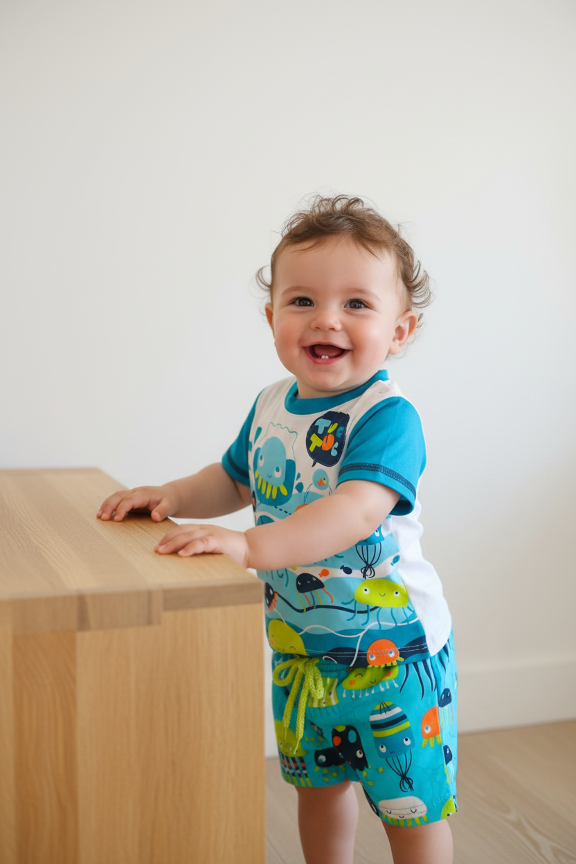 Maillot de bain 2 pièces - famille pieuvres