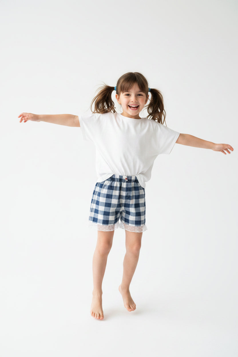 Short vichy bleu & blanc