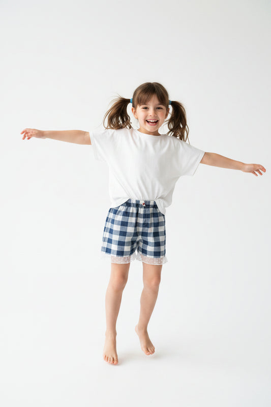 Short vichy bleu & blanc